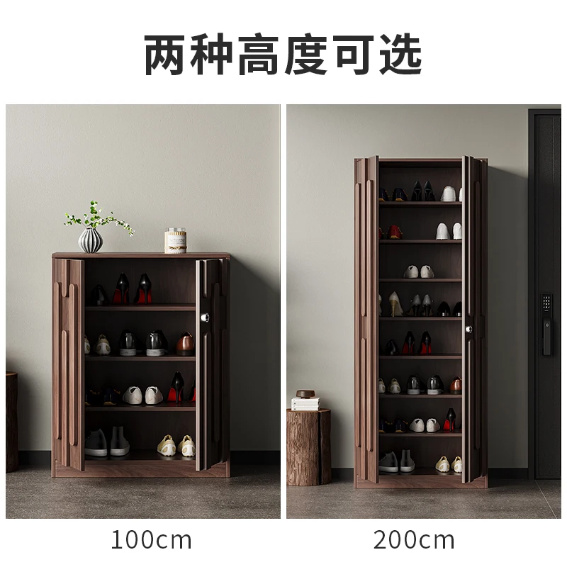 Shoe cabinet household door integrated solid wood Chinese large-capacity entrance cabinet password lock elevator corridor high c