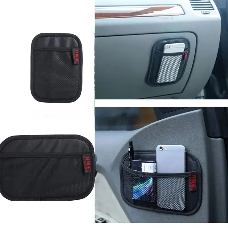 1/3/5pcs Multifunctional Universal Car Storage Net Oxford Fabric Black Storage Pocket Mobile Phone Pocket For Car