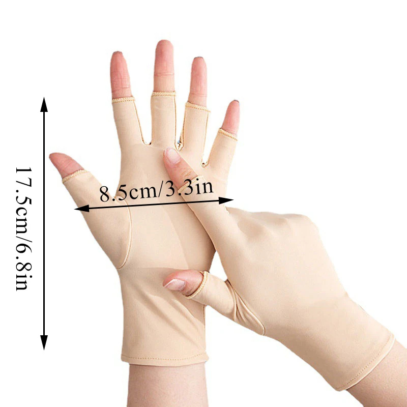 1pair Stretch Anti UV Driving Gloves Fingerless Spandex Gloves Breathable Thin Mittens Sunscreen Half Finger Gloves For Women