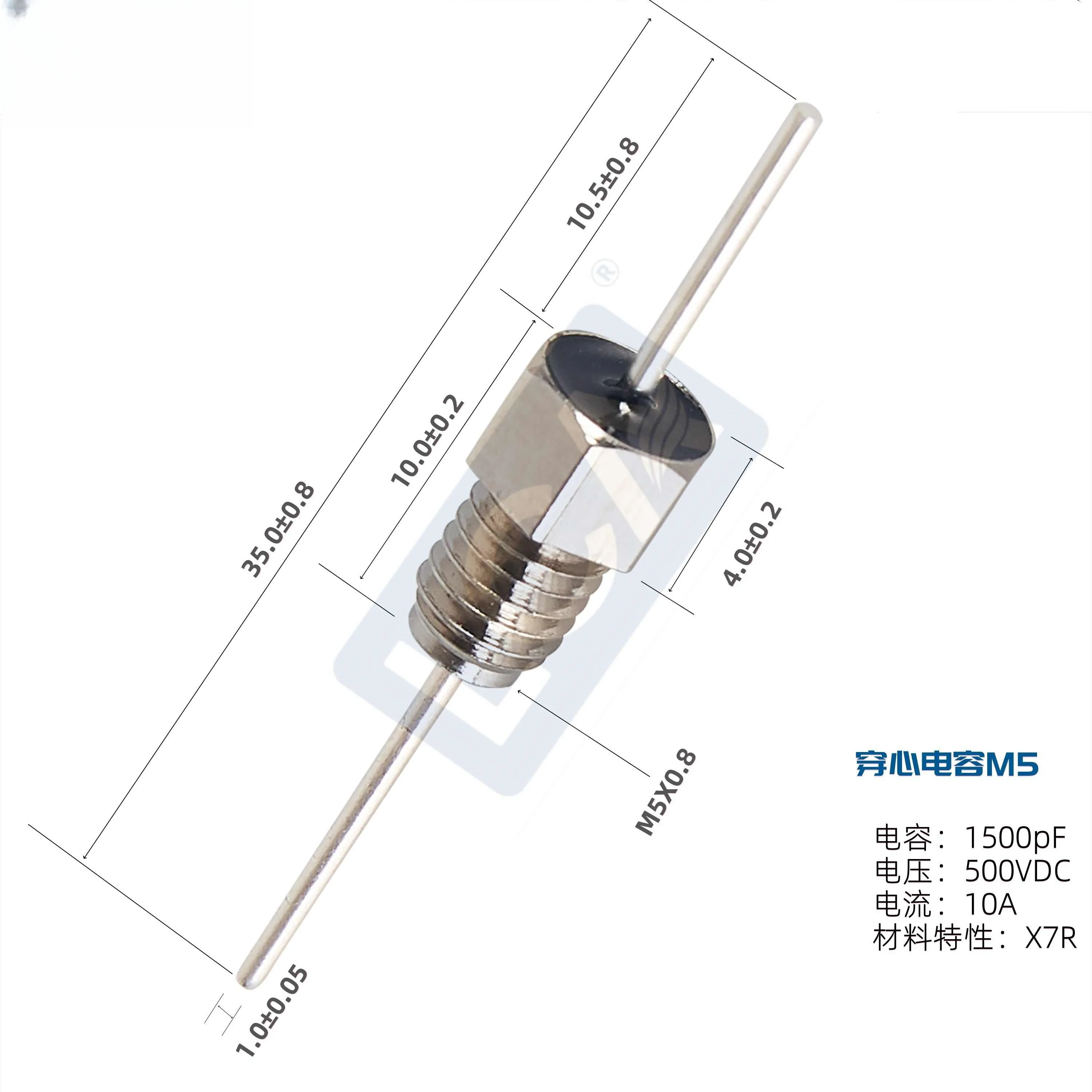

10/100PCS Instrument through-core capacitor CT53CT52-152 500V/250V 1500PF through-core capacitor Feed-through filter capacitor