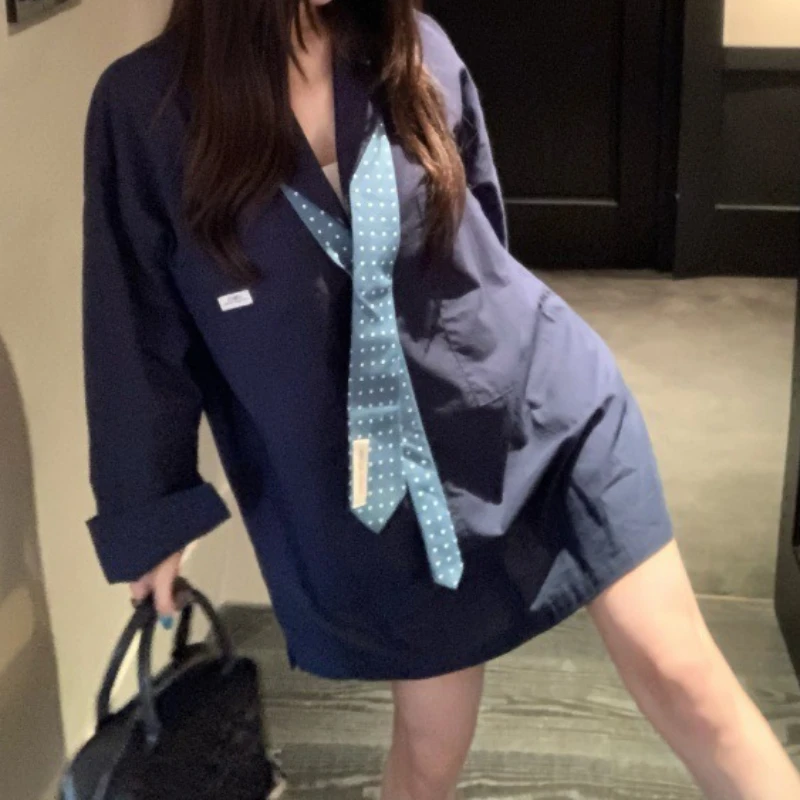 

Suit Collar Lazy Style Temperament Dress Women's 2025 New Loose and Slim Long Sleeves Simple and Retro