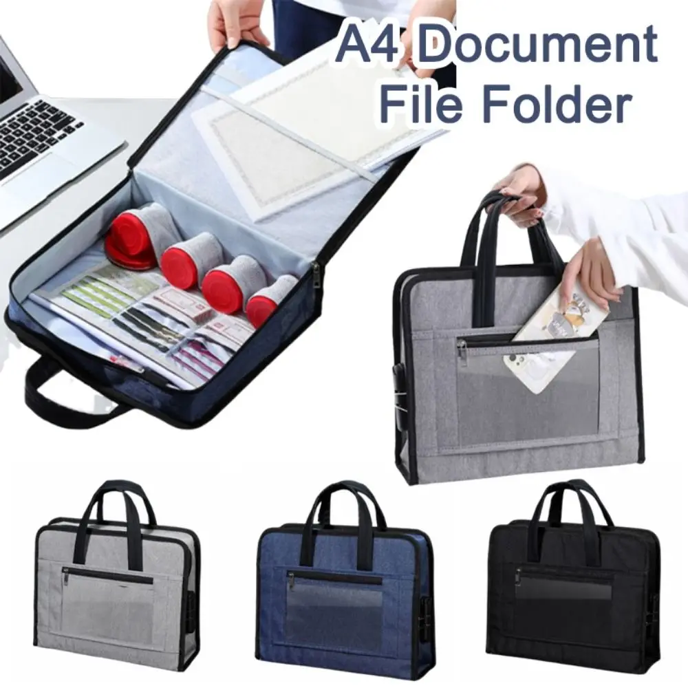 حقيبة أمتعة السفر المحمولة ذات سعة كبيرة وسحاب للإغلاق A4 مجلد ملفات المستندات عملي مع مقبض حقيبة دفتر الملاحظات
