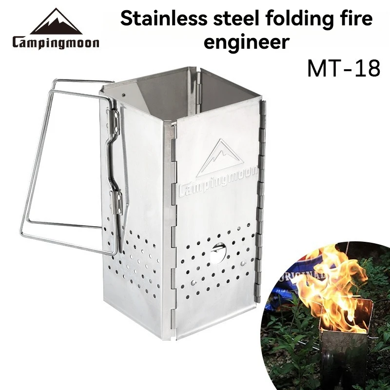 

CAMPINGMOON MT-18 Складная портативная угольная печь, печь с сумкой для хранения, четырехугольная угольная печь для барбекю