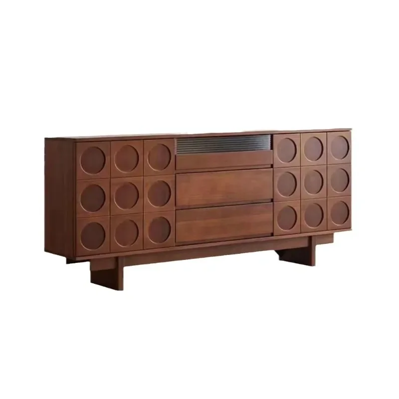 Nordic retro solid wood double door side cabinet, living room small apartment furniture, fashion designer locker