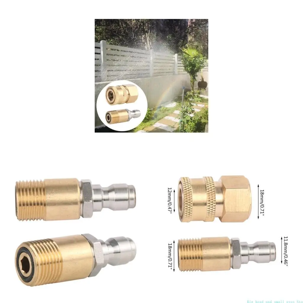 581C Copper Nozzle Anti Corrosion 1/4 Inch Quick M18x1.5 Adapter 2pcs/Set