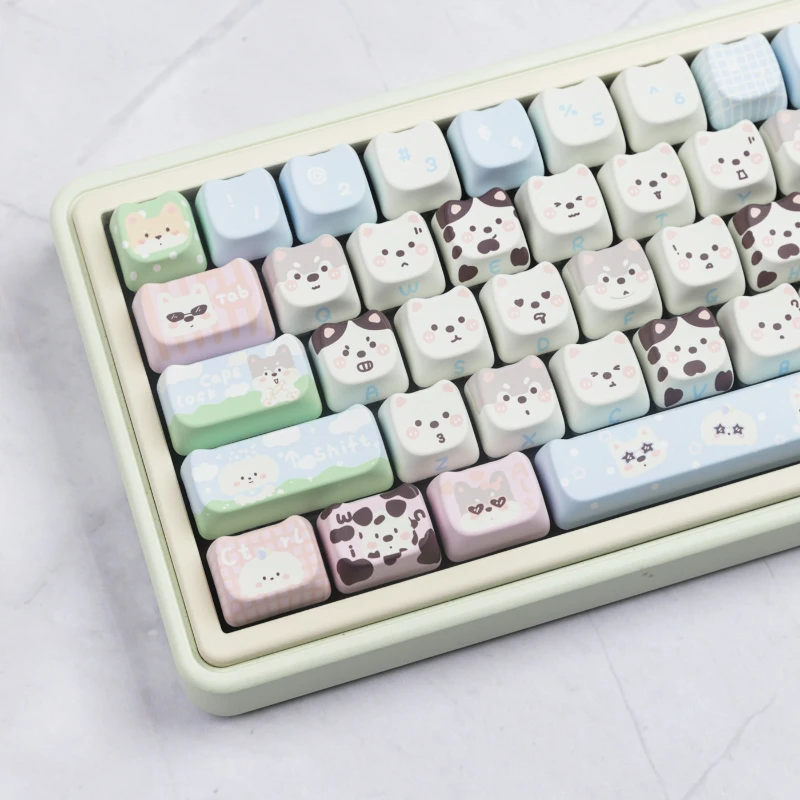 

Cute Puppy Keycaps Personalized Cartoon Animal Mechanical Keyboard Keycaps PBT 134 Keys MAO Profile Keycaps HI75 HI8 S99 F99