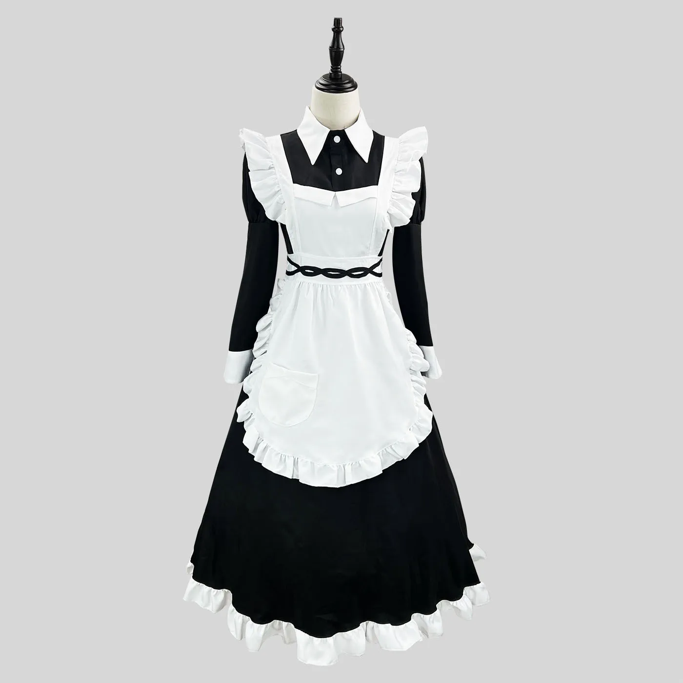 S-5xl Anime schwarz Langarm langes Kleid Lolita Maid Cosplay Kostüm Mädchen Dienst mädchen Kleid Trend Mädchen Dienst mädchen Party Kostüme