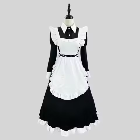 S -5XL Anime Black Long Sleeve Long Dress Lolita Maid Cosplay Costume Girl Maid Dress Trending Girls Maid Party Costumes