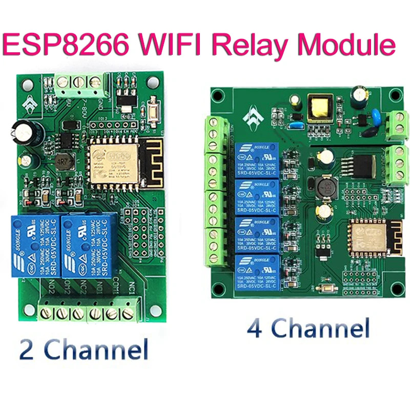 ESP8266 WIFI Relay Module Dual 2/4-Channel 110/220V Switch Controller Board AC/DC ESP-12F Development Board