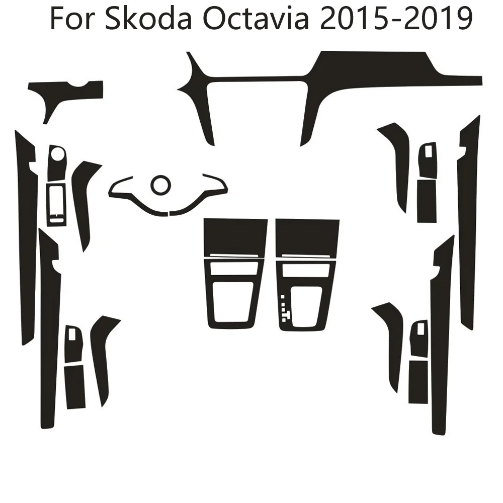 Carbon Fiber For Skoda Octavia 2015-2019 Car Film Interior Sticker Center Console Gear Dashboard Air Door Handle Lift Panel view 6