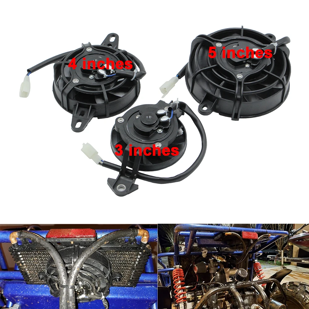 Image of 12V Elektrischer Kühlerlüfter 3/4/5 Zoll Motorrad-Ölkühlerlüfter für ATV UTV Dirt Pit Bike Go-Kart Buggy
