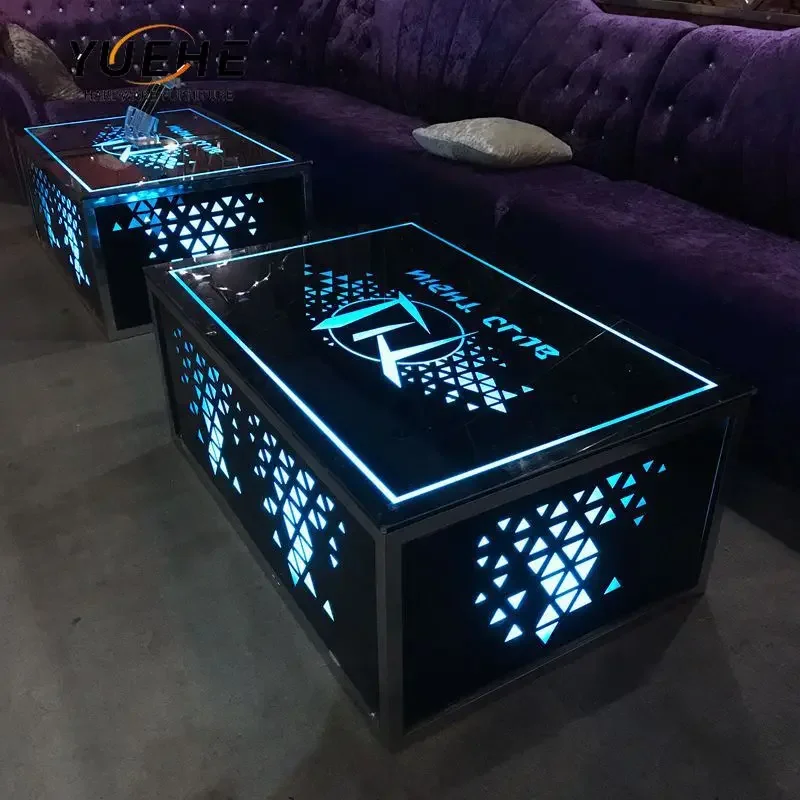 Móveis de bar legal/notclub/ktv/clube noturno/mesa de cubo led conjunto de sofá de móveis de narguilé mesa de peças centrais