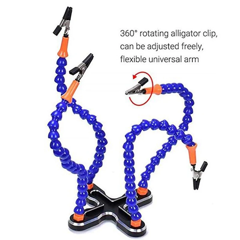 PZHI-Diy Soldering Third Hand 4Pc Flexible Arms Welding Helping Stand Repair Holder Tool Multifunctional Metal Base Welding Sold