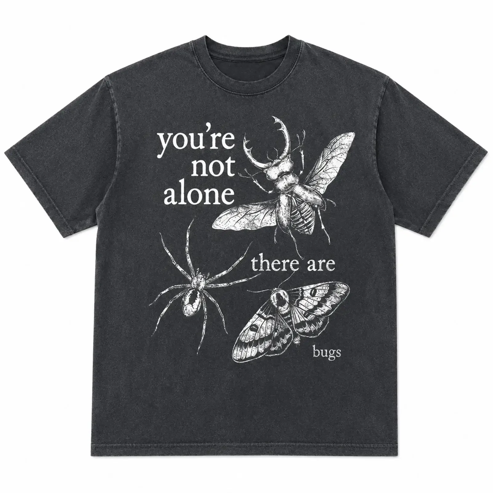 Du bist nicht allein, es gibt Käfer – Lustiges Entomologie-T-Shirt für Insektenliebhaber, Vintage-Washed-Top für den Alltag, Streetwear für Herren.