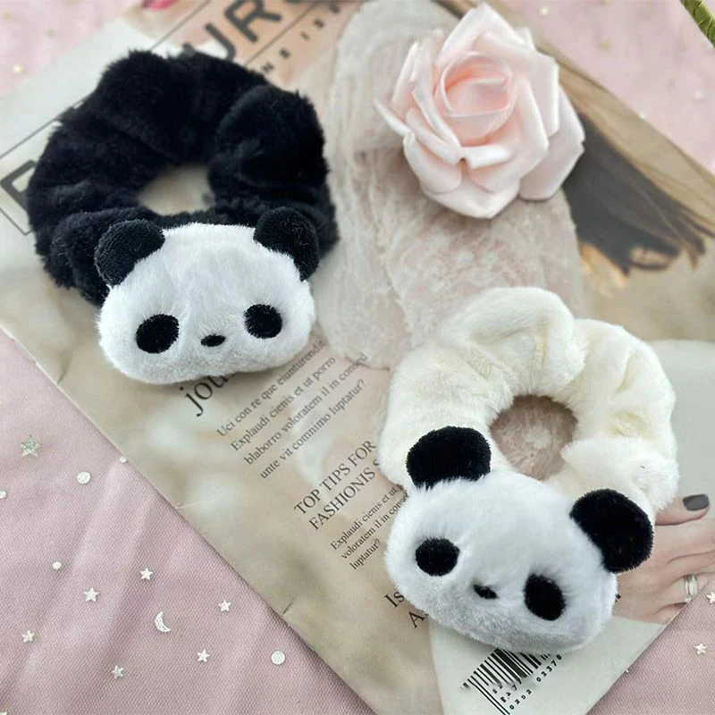 New Cute Panda Cartoon Hair Ring Women's Hair Binding Plush Doll Hair Rope Fashion Girls Hair Ring Hair Accessories