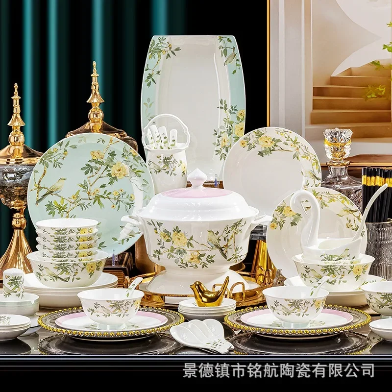 c69  new underglaze color bone china tableware, dishes set, household housewarming light luxury ceramic dishes, gift set
