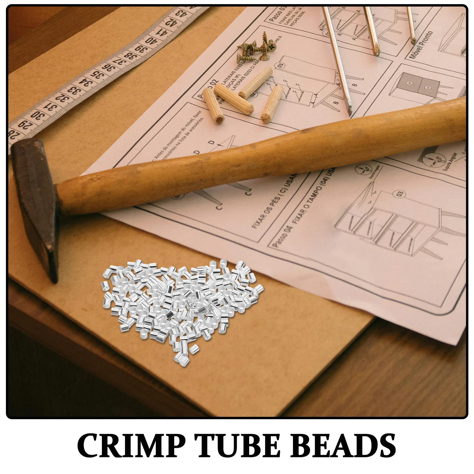500Pcs Copper Crimp Tube Beads Cord End Tube Jewelry Making Bracelet End Caps Crimp Beads Crafting Tools Metal Bead Spacers