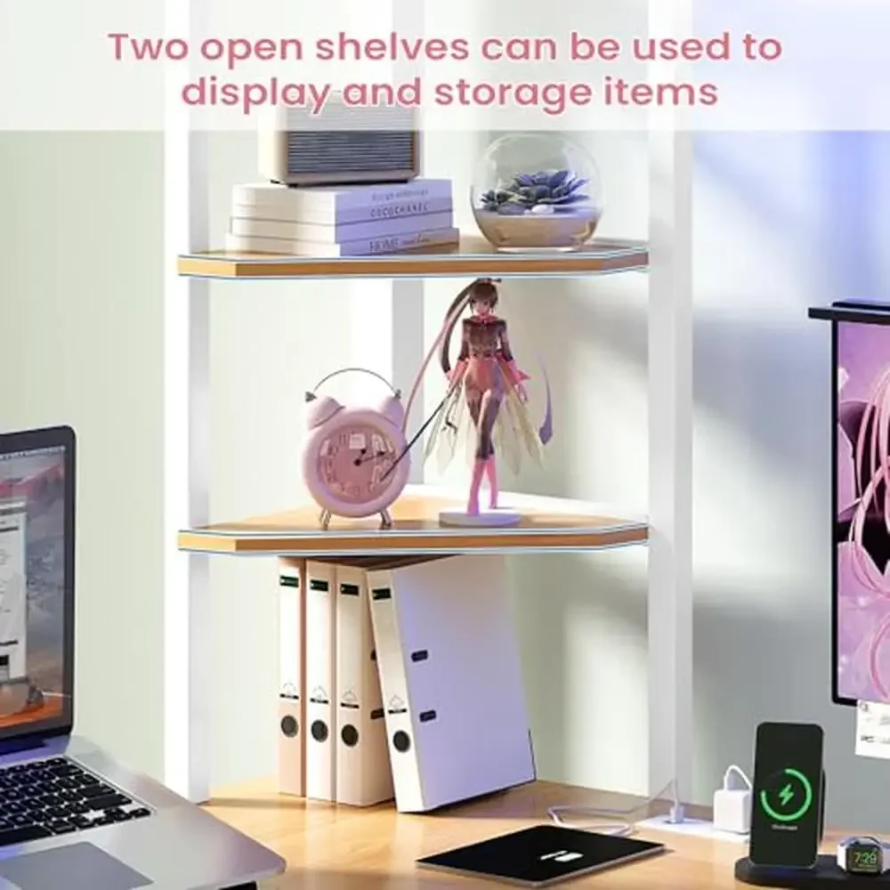 Twin Loft Bed with U-Shaped Desk Charging Station LED Lights Open Shelves Safety Guardrails Sturdy Steel Frame Easy Assembly image 6
