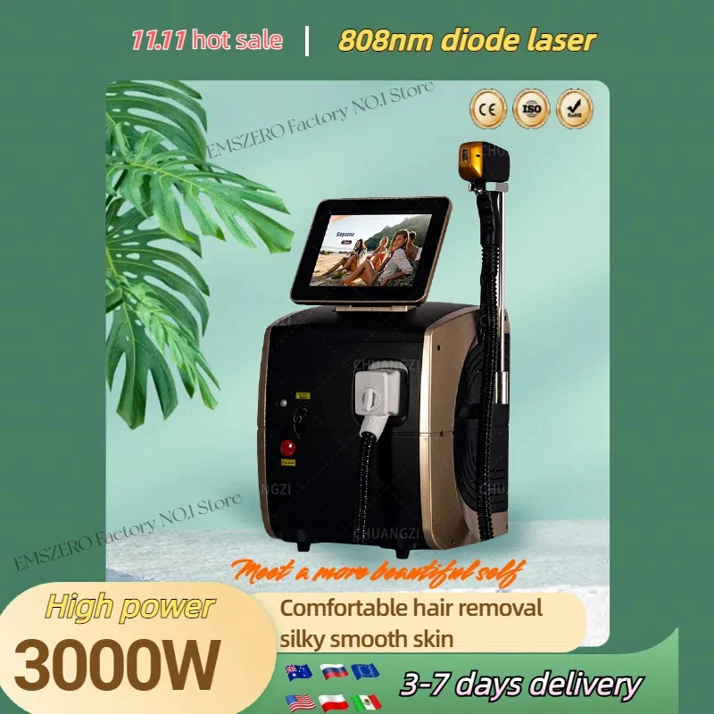 

Profession 808nm Diode Laser Hair Removal Machine Skin Rejuvenation Epilator Equipment Three Wavelengths Ice Platinum Device