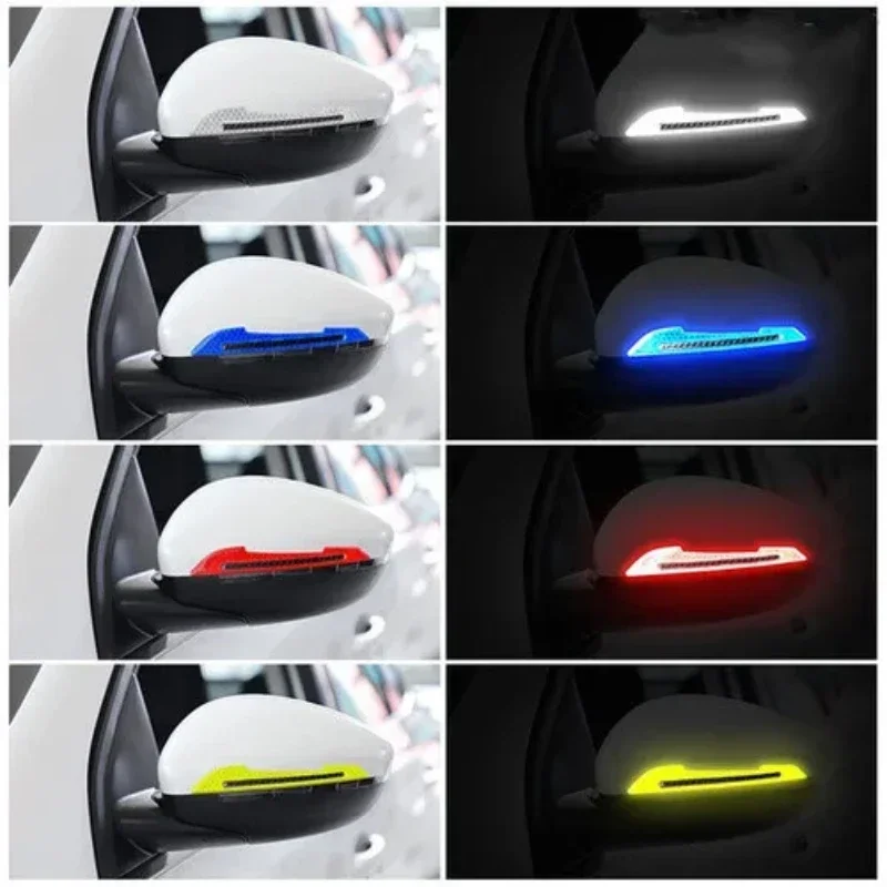 2PCS Car Reflective Stickers Collision avoidance Warning Strip Tape Traceless Protective Sticker Warn on Car Rearview Mirror