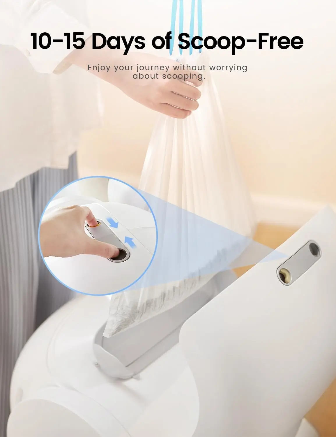 Self Cleaning Cat Litter Box, Ultra-Safe Protection Automatic Cat Litter Box, APP Control/Lower Entry/Large Capacity with 3 Roll