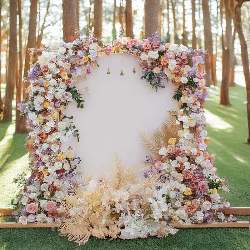 

230CM Artificial Rose Horn Arch Flower Arrangement Wedding Background Stage Decoration Outdoor Exhibition Decoration