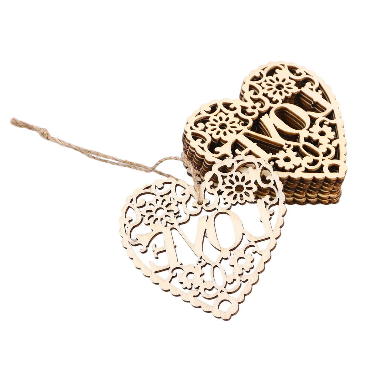 

10pcs Shaped Wooden Wooden Hanging Craft Ornament Smooth Finish Hanging Craft 8x8x03cm Natural Wood Love Decor Scrapbooking