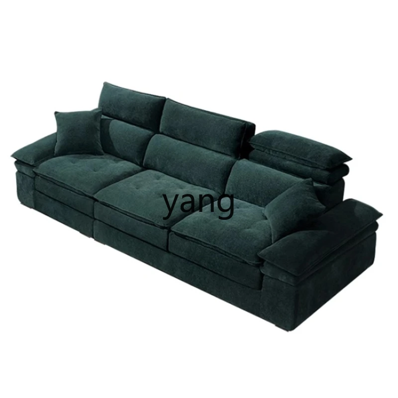 

LH fabric sofa small apartment living room straight row cream style modern simple three or four people