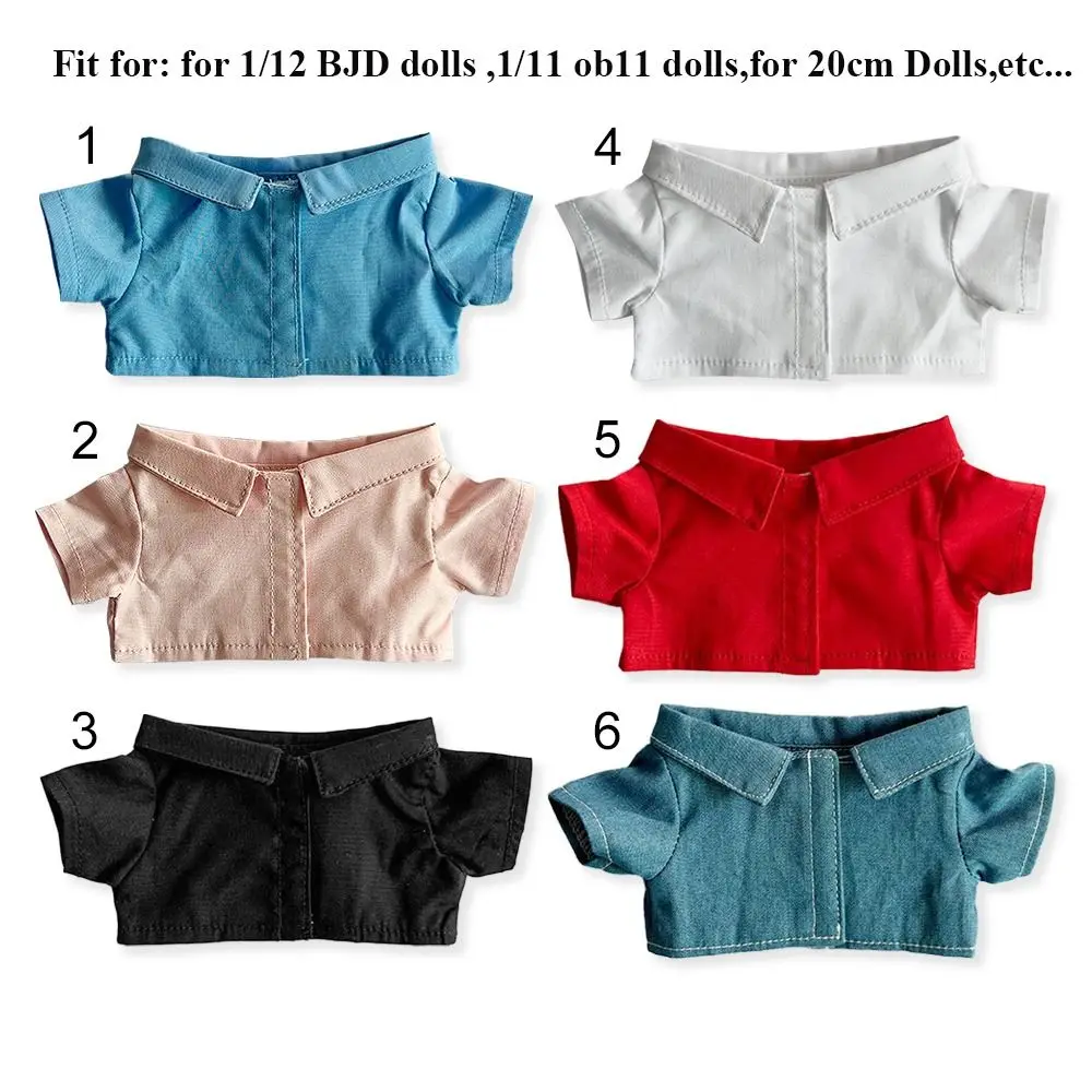 For 20cm Idol  Doll Clothes Accessories Striped Short Sleeve Cotton Stuffed Doll Shirt Top Blouse T-shirt Kids Toy Gift