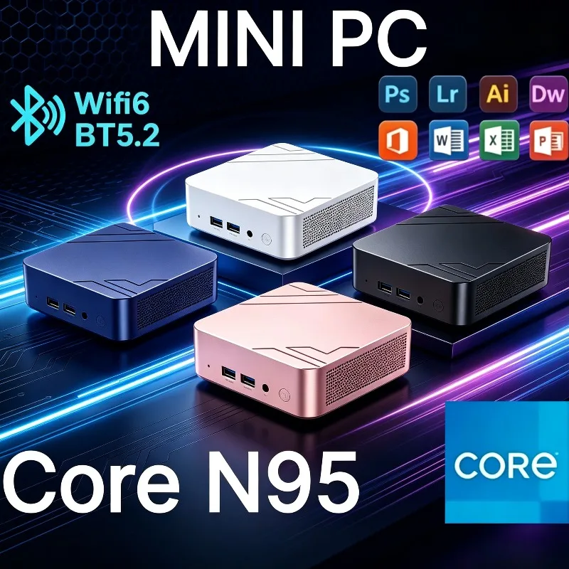 Intel Core N95 16GB RAM 1/2TB SSD WIFI6 BT5.2 4K Slim Small Pocket Computer Mini PC 2026 Desktop PC Gaming Computer