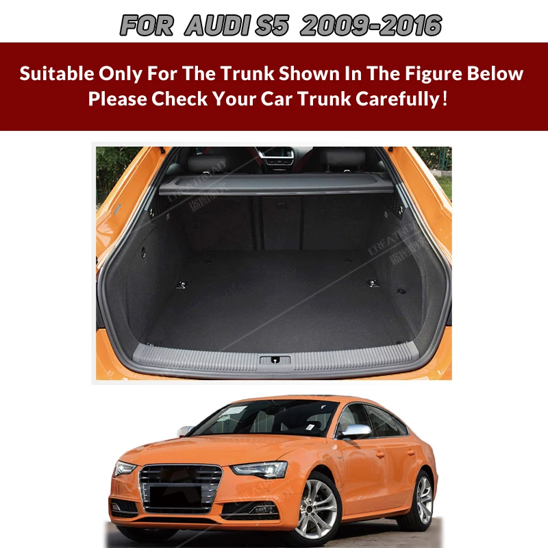 Full Coverage Trunk Mat For Audi S5 Sportback 4-Door 2009-2016 15 14 13 12 11 10 Car Cover Pad Interior Protector Accessories