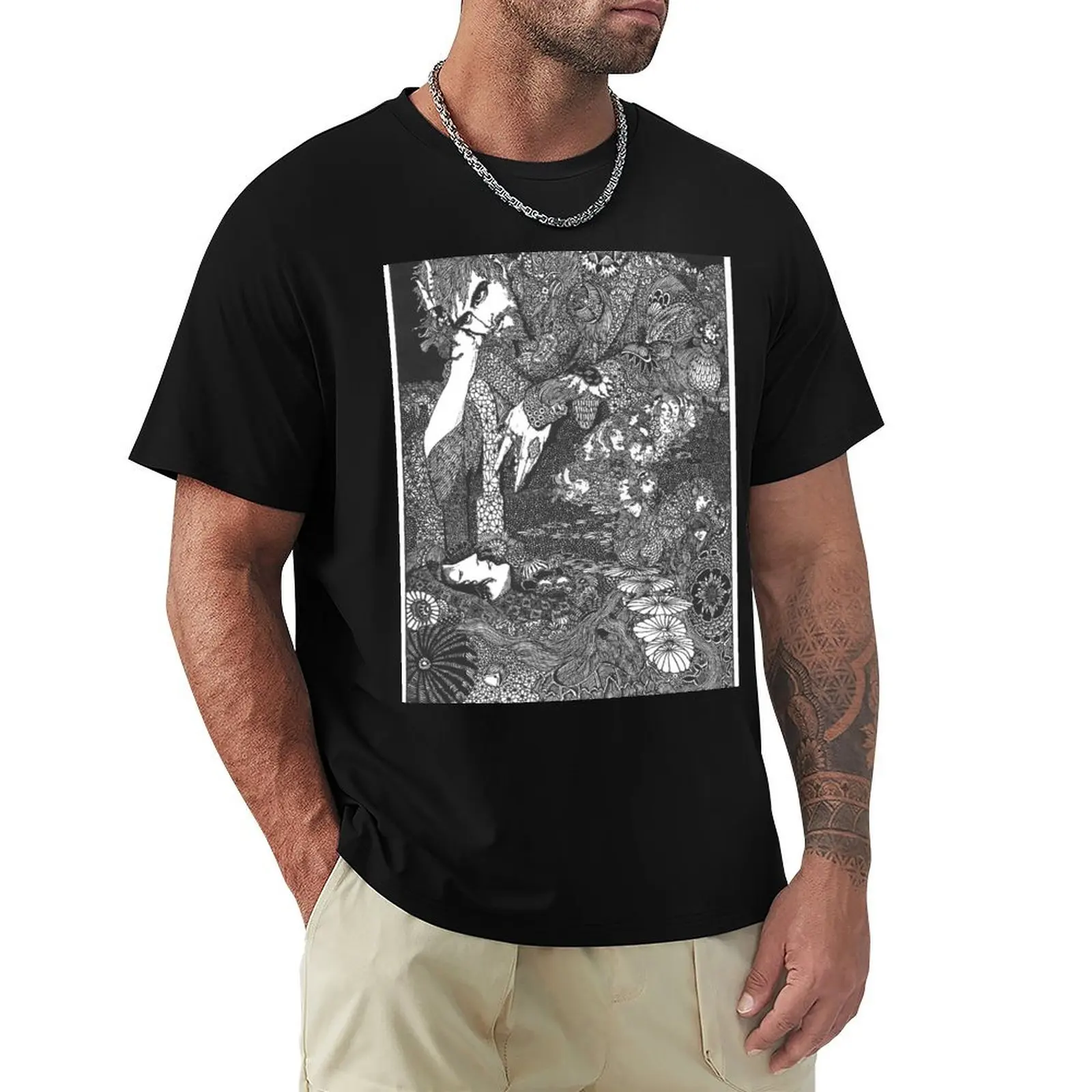 The Earth Grew Dark by Harry Clarke T-Shirt Trendy Pattern T-Shirt for Men
