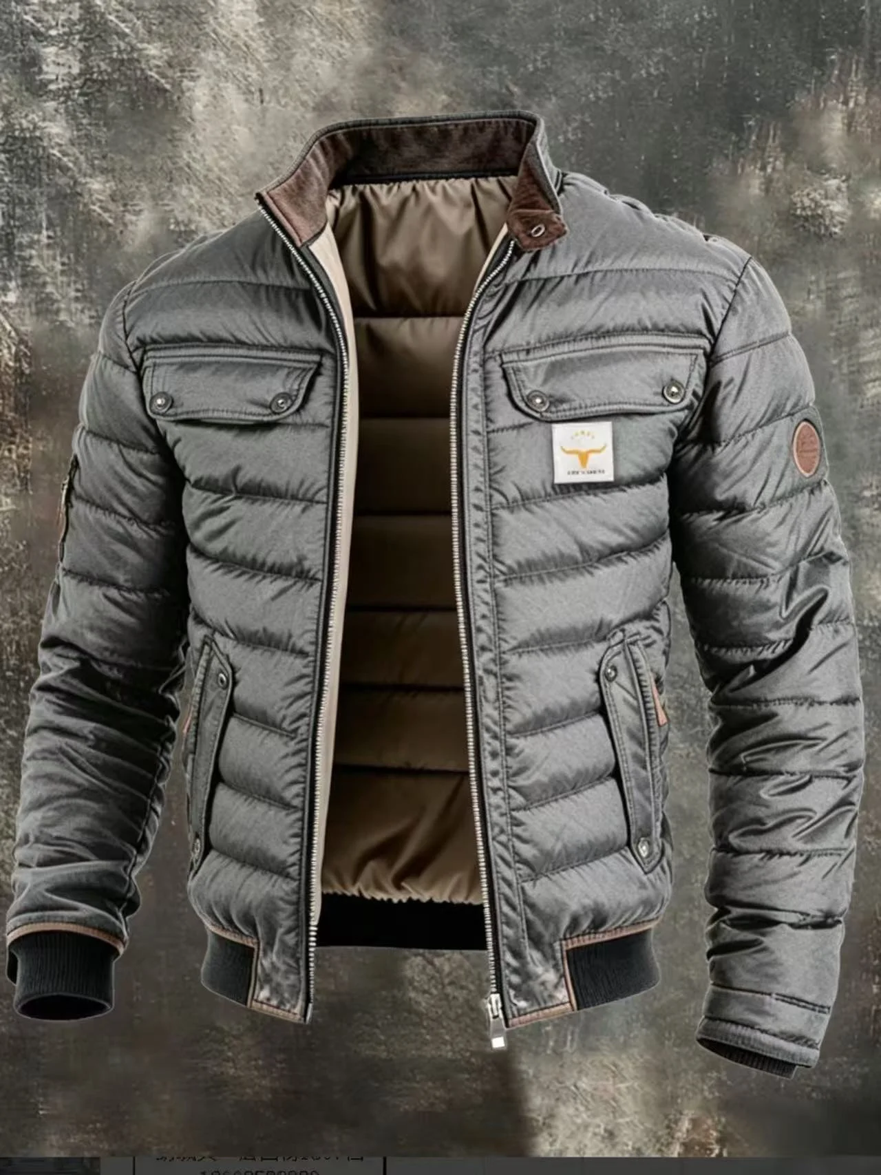 Patchwork Zipper Jackets Regular Length with Thickened Pocket Topstitched Patch Pocket Wrinkle Resistant Loose Fit Men Jacket