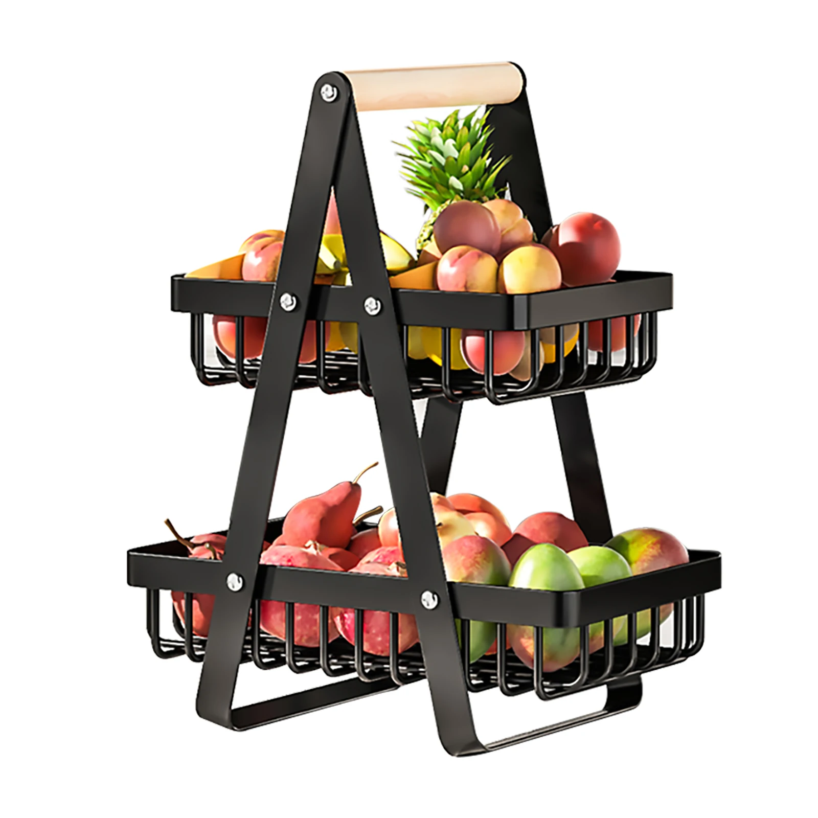 Cesta de frutas de 2 niveles, soporte para frutero, cesta para pan, rejilla para verduras, soporte de frutas desmontable para frutas, verduras, aperitivos