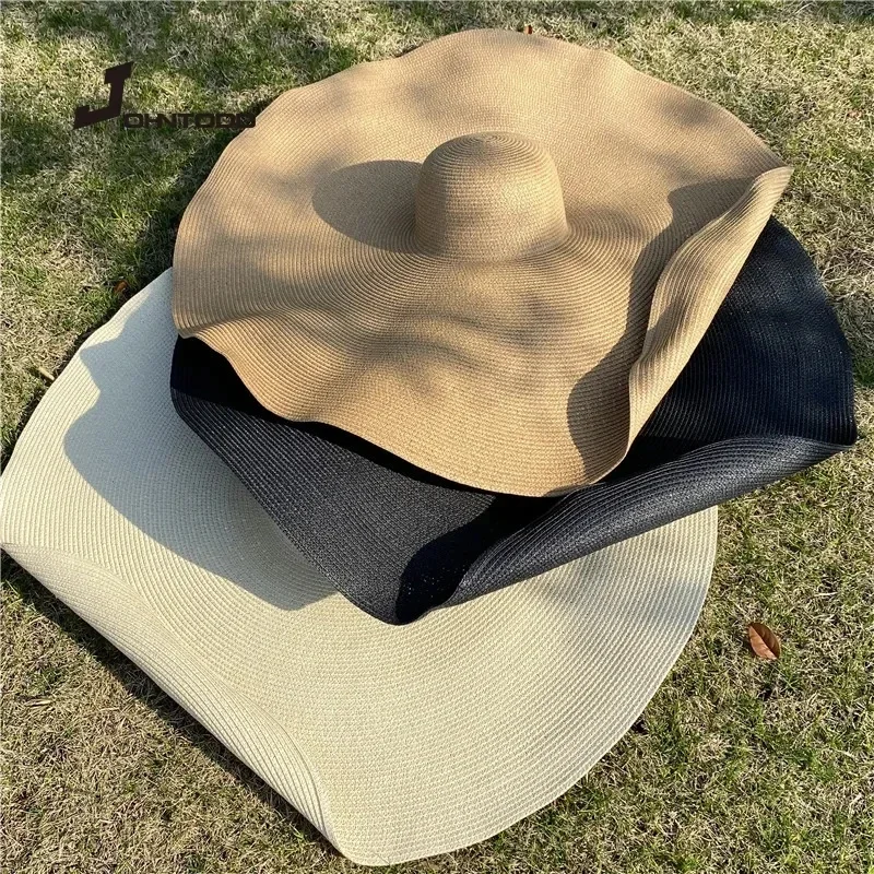 

Foldable Women Oversized Floppy Straw Hat 70cm Diameter Large Brim Summer Sun Hats Panama Travel Beach Hats Cap Wholesale