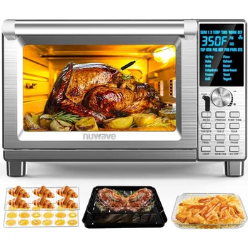 Image Nuwave Bravo Air Fryer Toaster Smart Oven, 12-in-1 Countertop Convection, 30-QT XL Capacity, 50°-500°F Temperature Controls