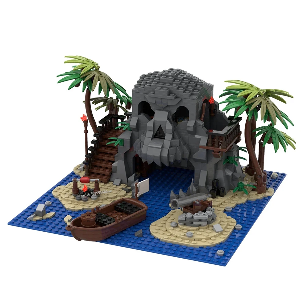 New Custom 1157PCS Medieval Pirate Series MOC Modular Buildings Skull Island DIY creative ideas childrenToys BirthdayGift blocks