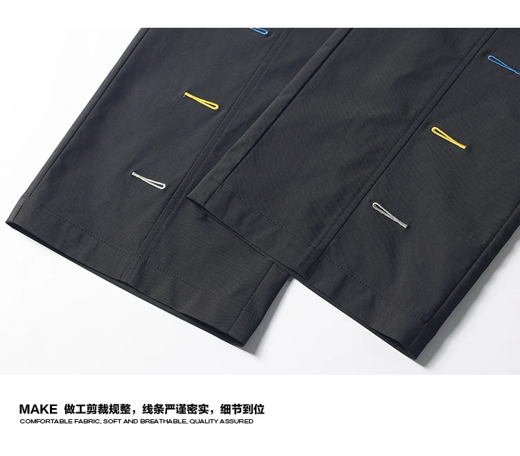 Bunte Herrenhose mit Ziernähten, weitem Bein, elastischem Bund, Kordelzug, lockerer, gerader Schnitt, lässige Streetwear-Sport-Hose – Detail 17