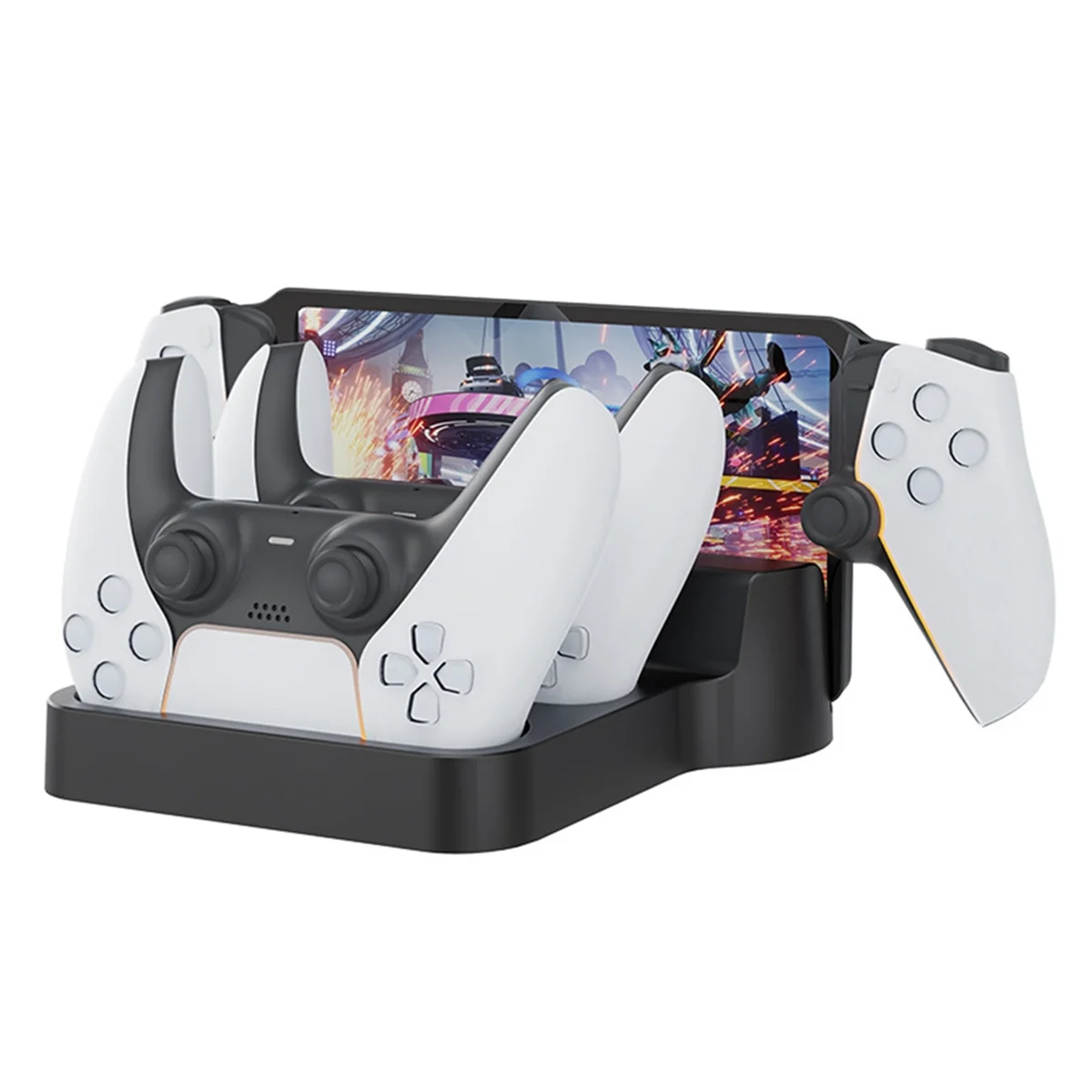 Para PS5 Portal Streaming Base de carga portátil para PS5 Gamepad Cargador de base de carga Cargador de mano, blanco