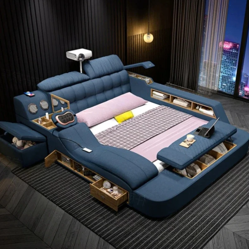 

High End Luxury Bed Modular Under Storage Queen Double Bed Multifunctional Multifunctional Cama Matrimonial Bedroom Furniture