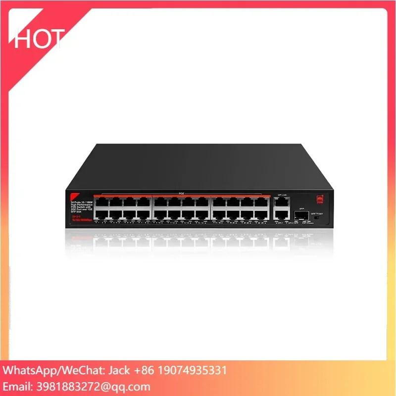 

Factory 24 Port POE Switch 48V 10/100Mbps Poe Ethernet Switch 2 Port 10/100/1000Mbps 1SFP For Network Camera NVR System