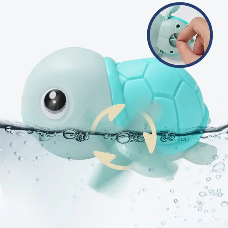 Baby Bath Toys Animal Cute Cartoon Tortoise Toddler Water Toys Wind-Up Swim Turtle Bathroom Baby Clockwork Animal Toy