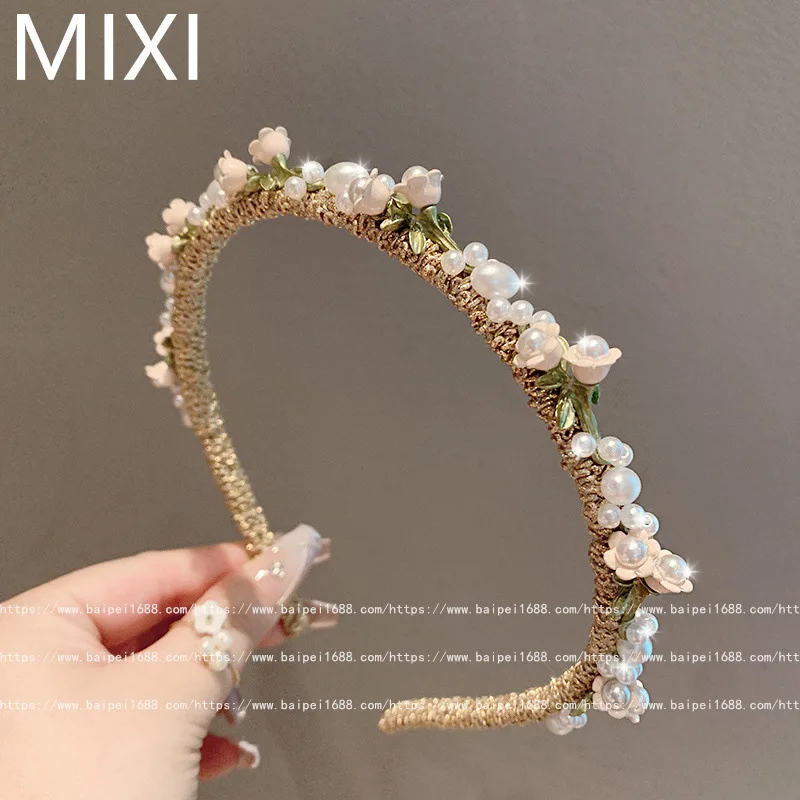 Nieuwe Koreaanse parelbloem dameshaaraccessoires hoofdband voor prinsessen met retro-stijl temperament haarclips voor haarbanden