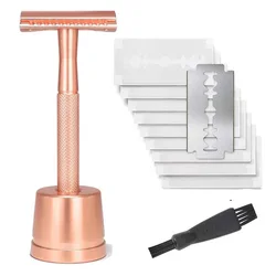 Stainless Steel Double Edge Safety Shaving Razor Men Metal Reusable Razor Stand Metal Razor Blades Man