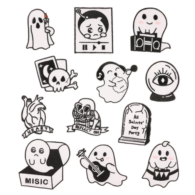 Halloween Patches For Clothing Iron On Jacket Jack-o'-Lantern Ghost Anime Kids Sew Embroidered Parches Designer Mochila Jeans a