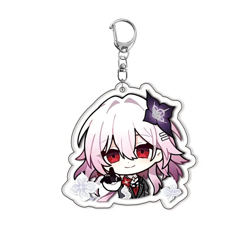 Kawaii أنيمي Q نسخة المفاتيح الاكريليك سيارة كيرينغ اكسسوارات الكرتون لطيف الشكل شخصيات حقيبة العرافة على ظهره قلادة الهدايا #3