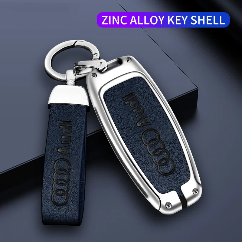 Car Key Case Cover Protector Shell Holder For Audi A3 A4 B9 A6 A7 4K A8 E-tron Q5 Q8 C8 D5 SQ8 Smart Remote Keychain Accessories