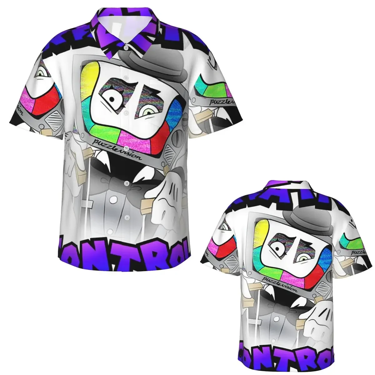 Creative Control (Mr. Puzzles) (Transparent Version) Hawaiian Shirts Men Short Sleeve Shirt for Summer Beach Men's Lapel Tops