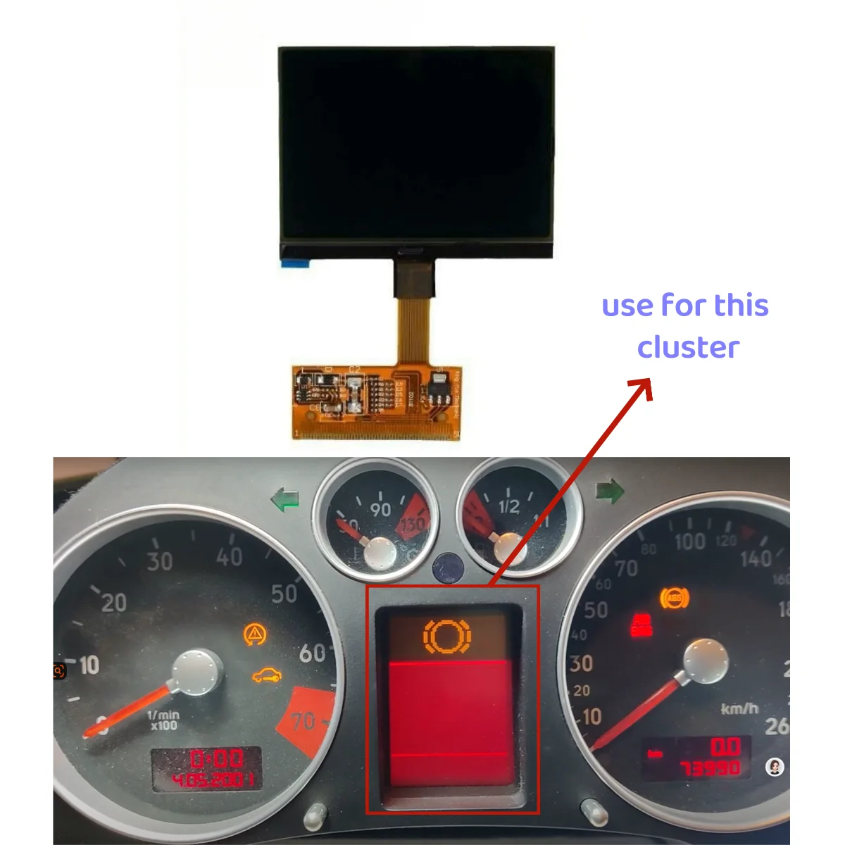 

LCD Display For Audi TT 1999-2006 Mk1 Cluster Speedo Instrument Cluster