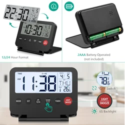 ORIA Reloj despertador digital plegable – LCD pequeño para viajes